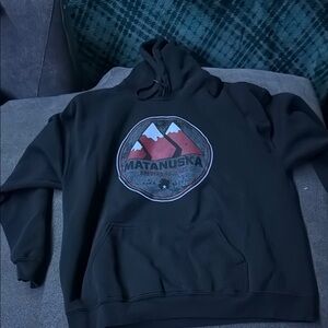 Black Matanuska Hoodie with Mountain Design